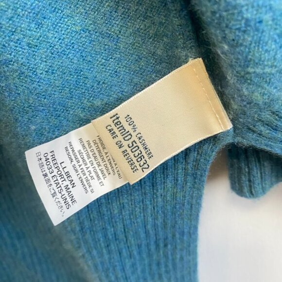 L.L. Bean 100% Cashmere Teal Cardigan Sweater - Picture 4 of 11